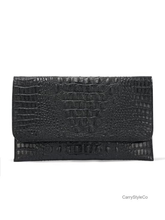 Handbags - Crocodile Pattern PU Leather Evening Clutch Wristlet Crossbody Bag